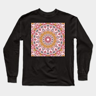 Flower and Hearts valentines and spring Kaleidoscope pattern (Seamless) 15 Long Sleeve T-Shirt